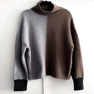 Oak + Fort Colourblock Turtleneck Sweater